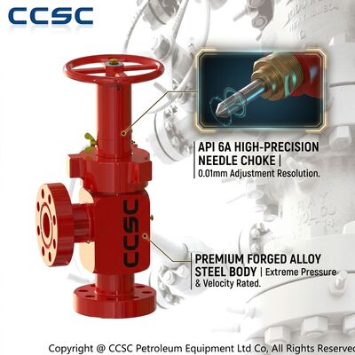Geflensde verstelbare naald-smoorklep API 6A 2 1/16 inch 10000psi Gesmeed gelegeerd staal EE-trim Choke-spruitstuk