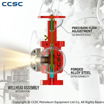 Geflensde verstelbare naald-smoorklep API 6A 2 1/16 inch 10000psi Gesmeed gelegeerd staal EE-trim Choke-spruitstuk