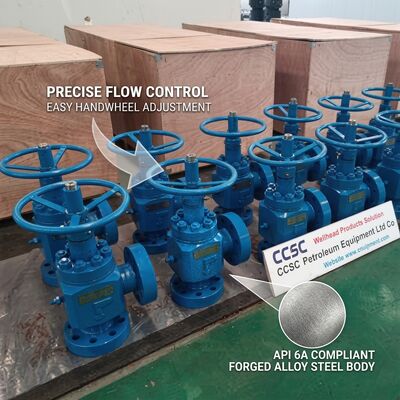 Hydraulisch bediende verstelbare chokeklep API 6A Debietregeling op afstand 10000 psi Fail Safe Positie Feedback